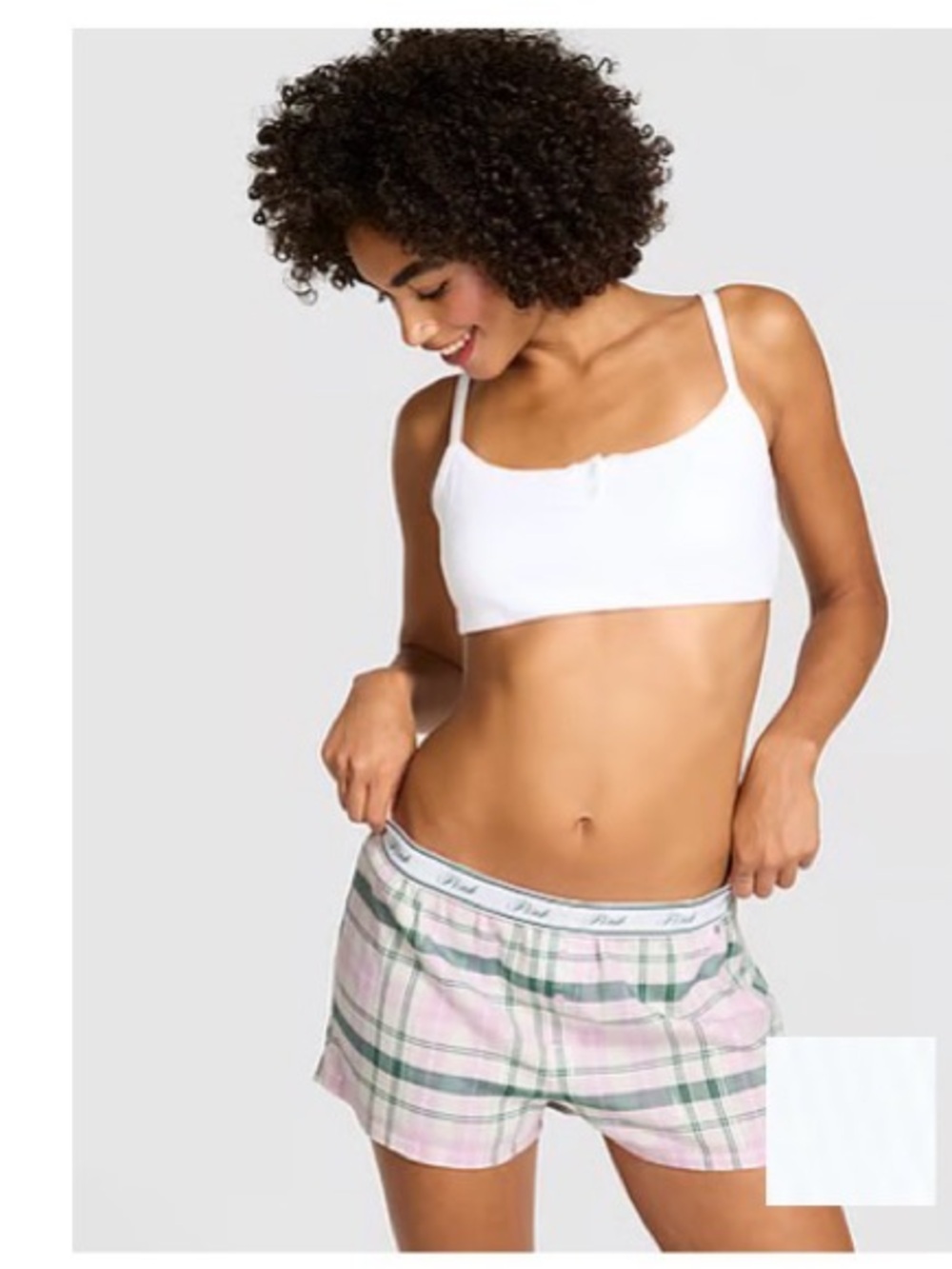 NWT PINK Lilac & Green Plaid Lounge Shorts, Size XL